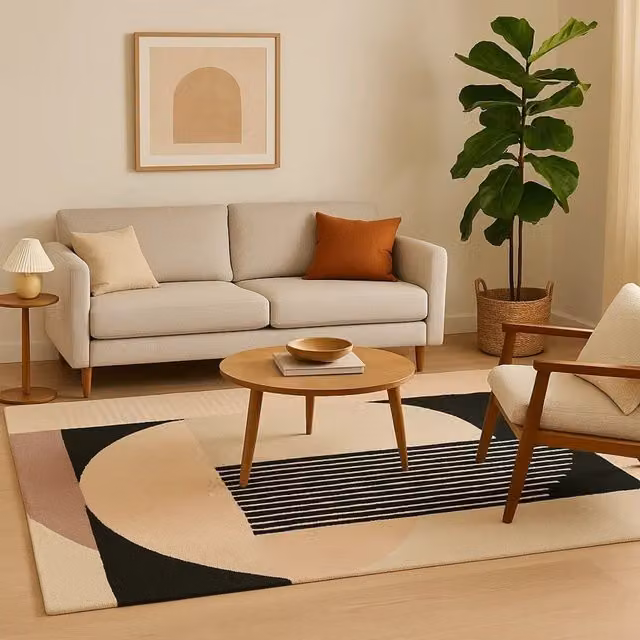 Orsina Bosie Milana Geometric Hand-Tufted Round Rug, Multicolour, Diameter: 100 cm