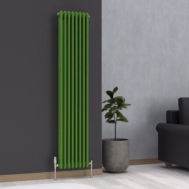 Lux Heat Vertical Coloured Column Radiator, Apple Green, H 180 cm x W 38 cm