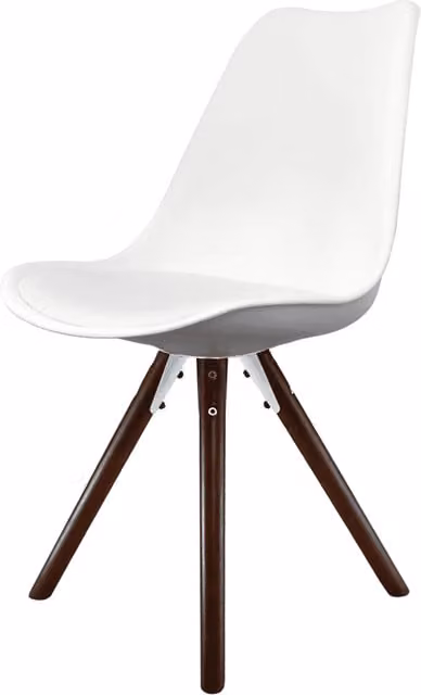 Fusion Living Soho White Plastic Dining Chair with Dark Wood Legs