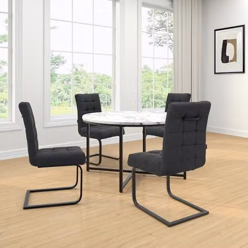 Dorel Home Furnishings Terza Dining Chair Set of 2, Black Fabric, W: 47 cm, D: 59 cm, H: 95 cm – 2