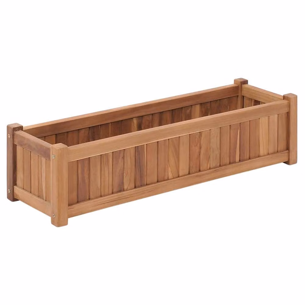 Berkfield Home Solid Teak Wood Raised Bed in Brown, W/D/H: 100 x 30 x 25 cm – 2
