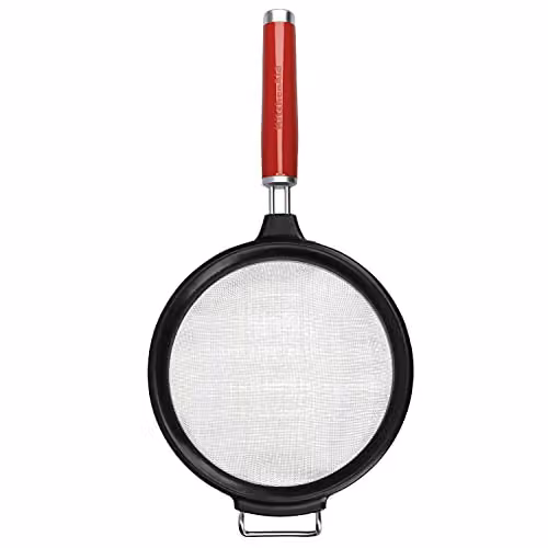 KitchenAid Stainless Steel Fine Mesh Sieve, Red, Diameter: 17.5 cm