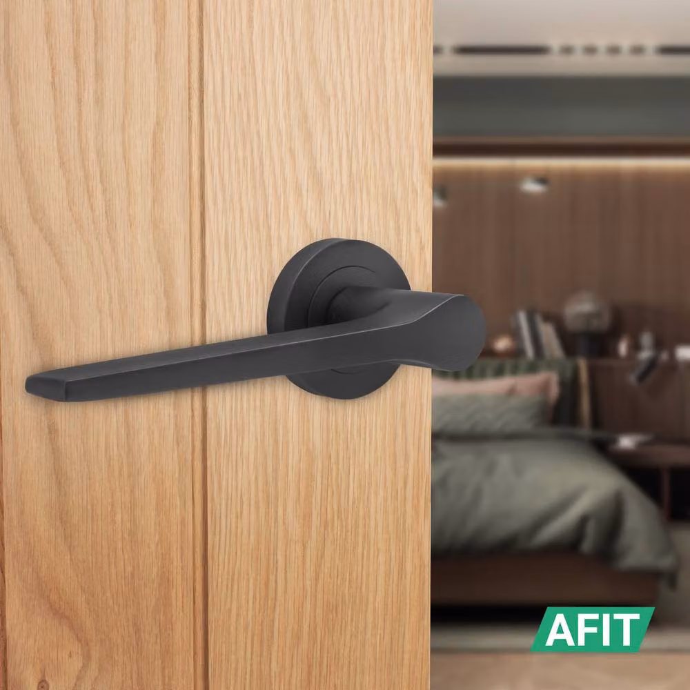 AFIT Matt Black Fire Door Handle Latch Set with Hinges and Aluminium Components, W/D/H: 15 x 15 x 1.5 cm – 5