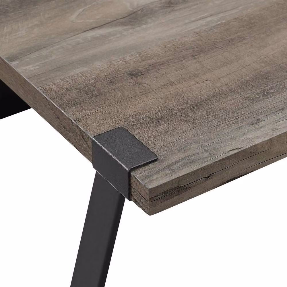 FORGEVIO Industrial Entry Console Table in Grey with Wood and Metal Frame – 2