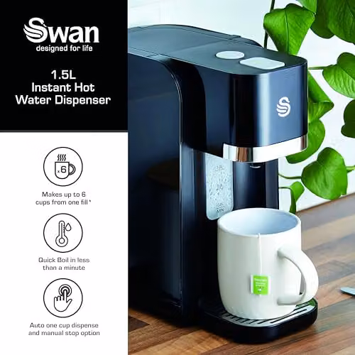 Swan Instant Hot Water Dispenser with 1.5L Tank Capacity, Black – 2