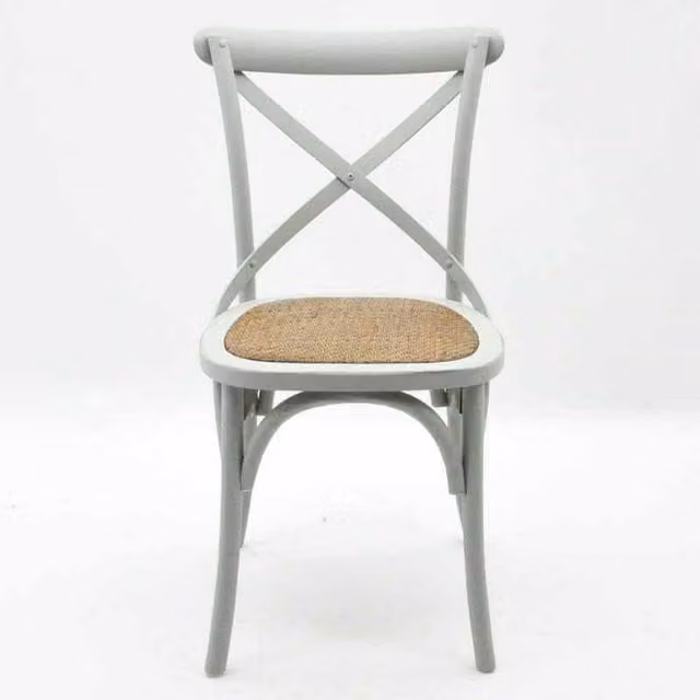 Minster French Cross Back Dining Chair in Grey Wood, W: 49 cm, D: 46 cm, H: 88 cm – 1