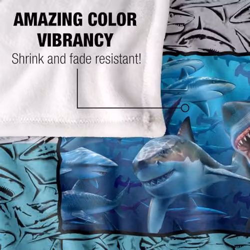 JQ Licensing Royce Mcclure Great White Shark Frame Silky Touch Super Soft Fleece Throw Blanket, Blue, W/D/H: 91 x 147 cm – 2