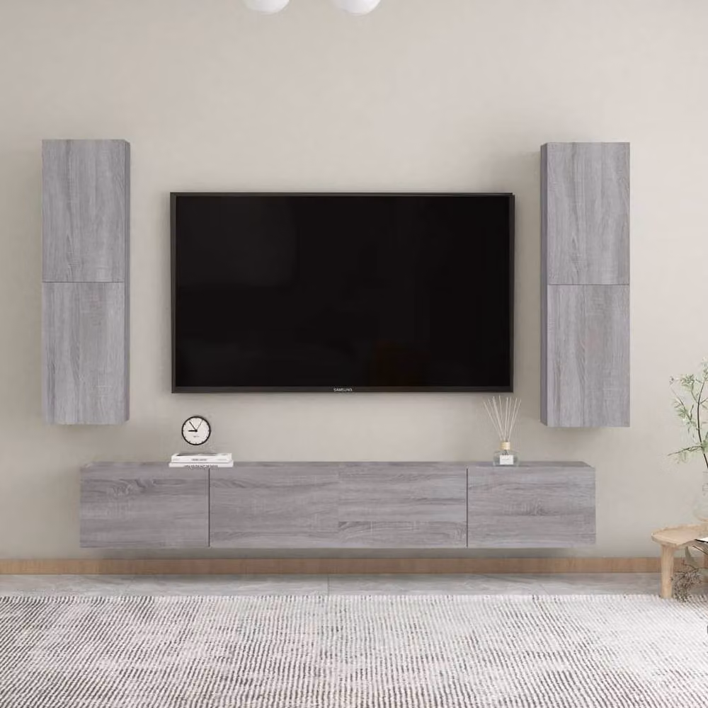 Berkfield Home Classic Wall-mounted TV Cabinet in Grey, W/D/H: 110 x 30.5 x 30 cm – 4