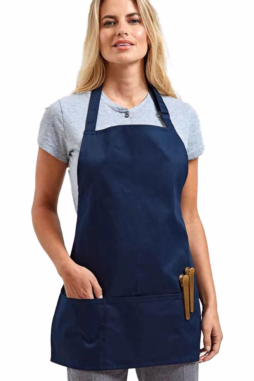 Premier Women's Colours 2-in-1 Poly Cotton Workwear Apron in Blue – 2