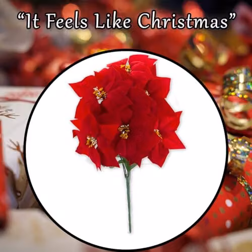 VFM e-Store 7 Head Red Poinsettia Floral Christmas Decoration, 48 cm – 7