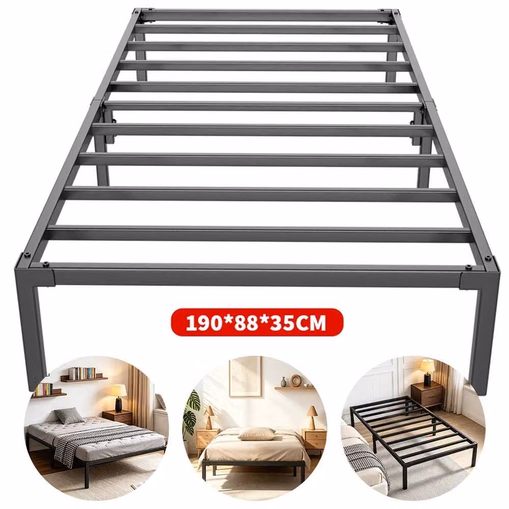 KORVIXA Black Metal Single Bed Frame, W/D/H: 90 x 190 cm – 2