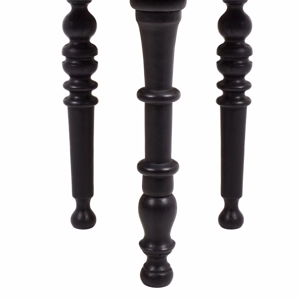 Wyld and Coco Black Mango Wood Round Side Table with Traditional Turned Legs, Diameter: 52 cm – 5