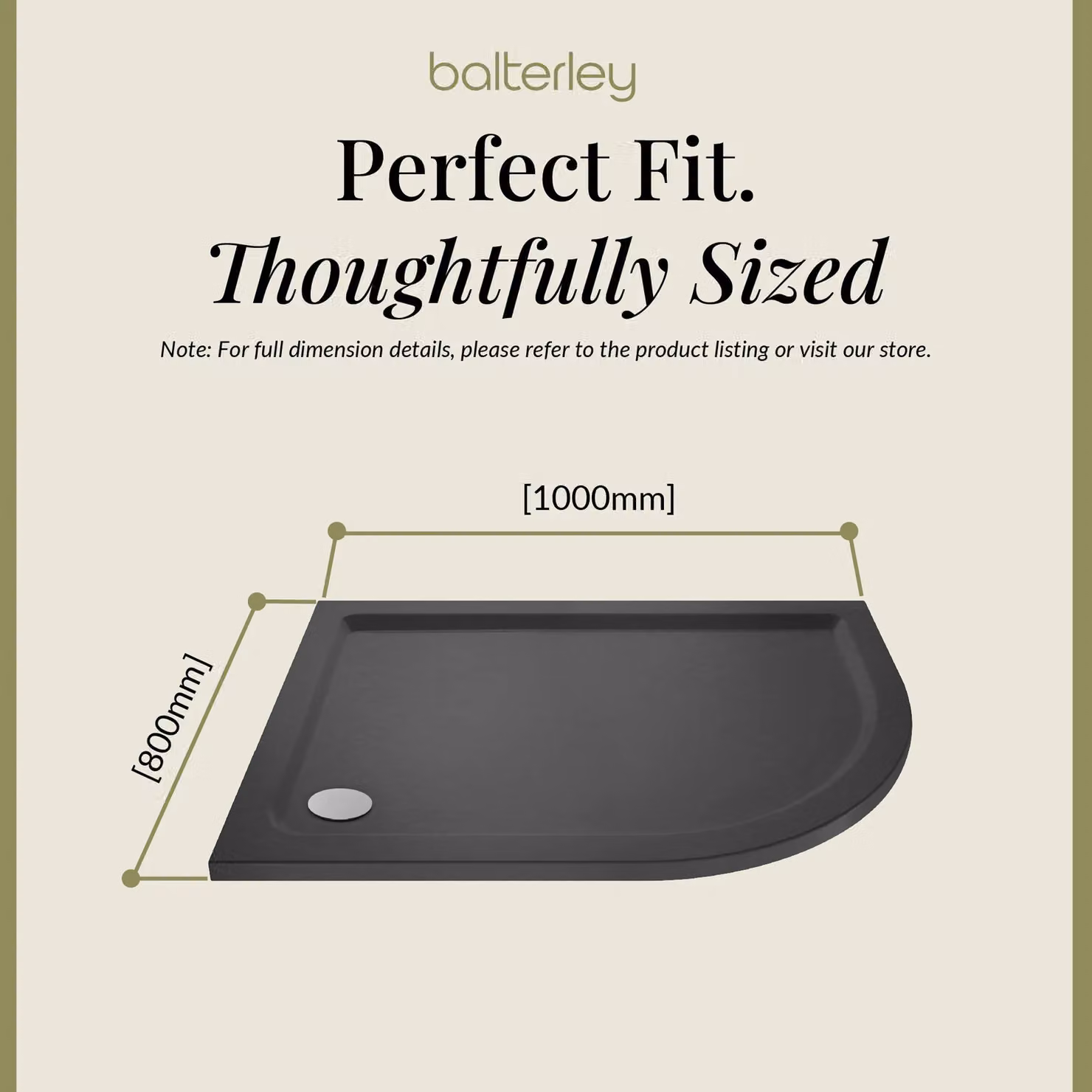 Balterley Premium Right Hand Offset Quadrant Corner Shower Tray in Grey – 3