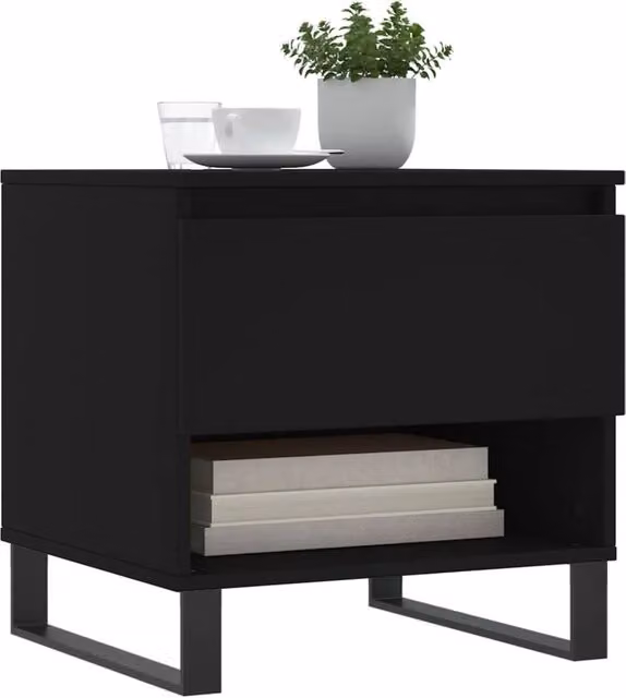 Berkfield Home Modern Nested Coffee Table Set of 2, Black, W/D/H: 50 x 46 x 50 cm