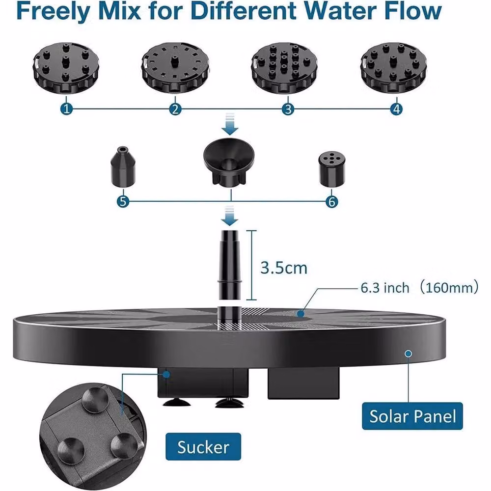FLAVORA Solar Floating Fountain Pump in Black – 4