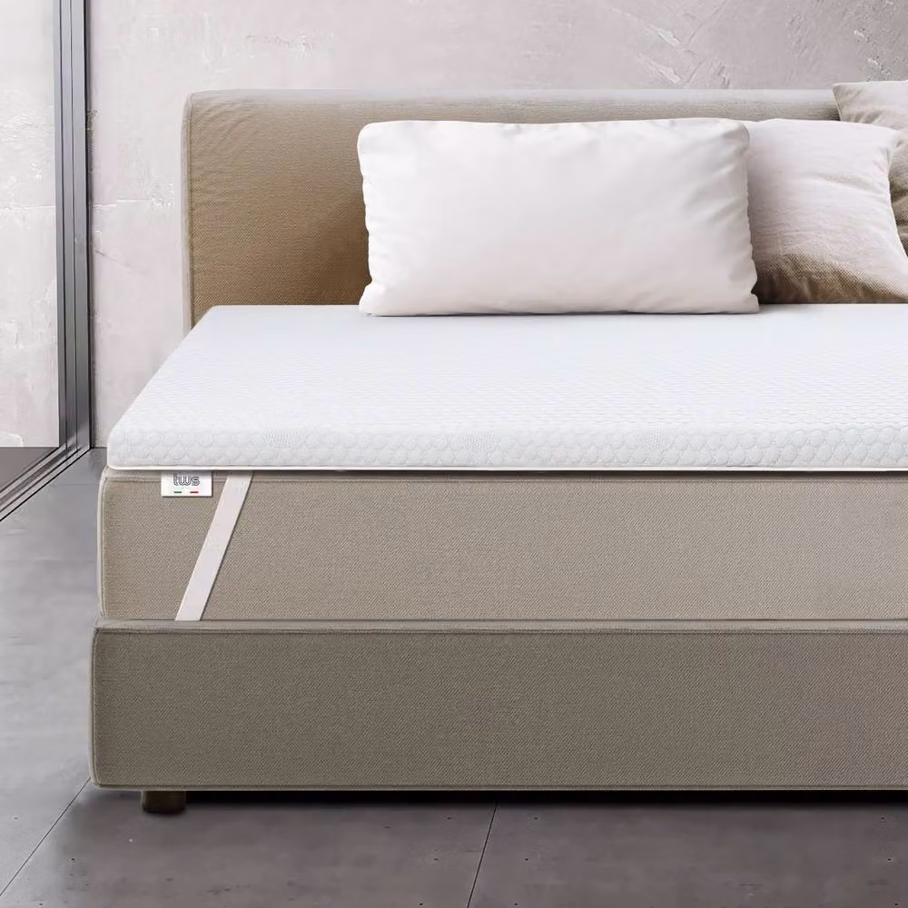 The White Stone Hypoallergenic Memory Foam Mattress Topper and Protector, White, W: 100 cm, L: 190 cm – 2