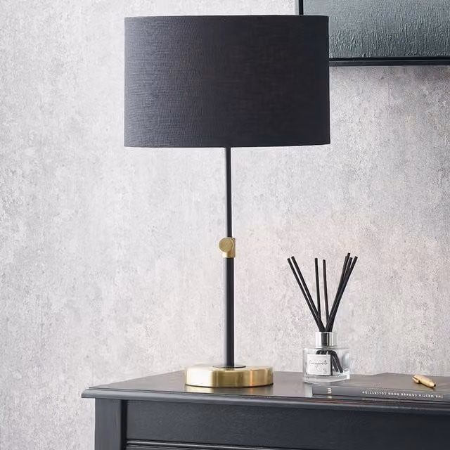 Pacific Lifestyle Metal Rise and Fall Table Lamp in Black and Gold/Brass