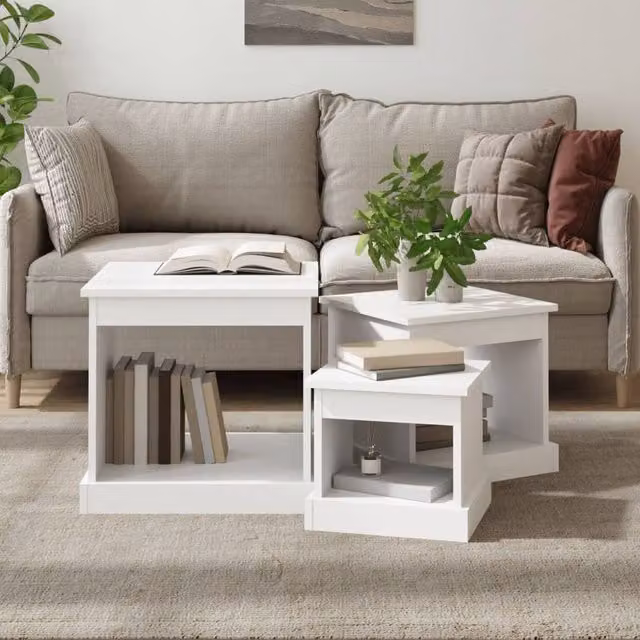 Berkfield Home Nesting Tables, 3 Piece Set in White Engineered Wood