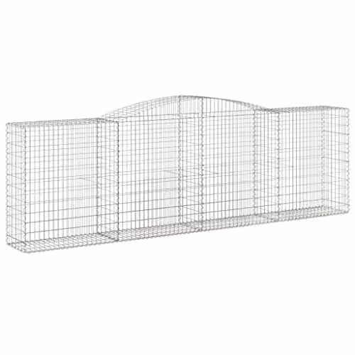 vidaXL Arched Gabion Baskets, 9 Pieces, Silver Galvanised Steel, W: 400 cm, D: 50 cm, H: 120/140 cm