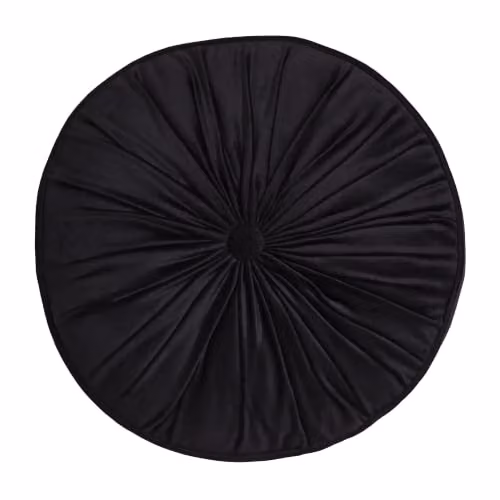 House of Llewelyn-Bowen Round Pleat Velvet Cushion in Black, Diameter: 40 cm – 3