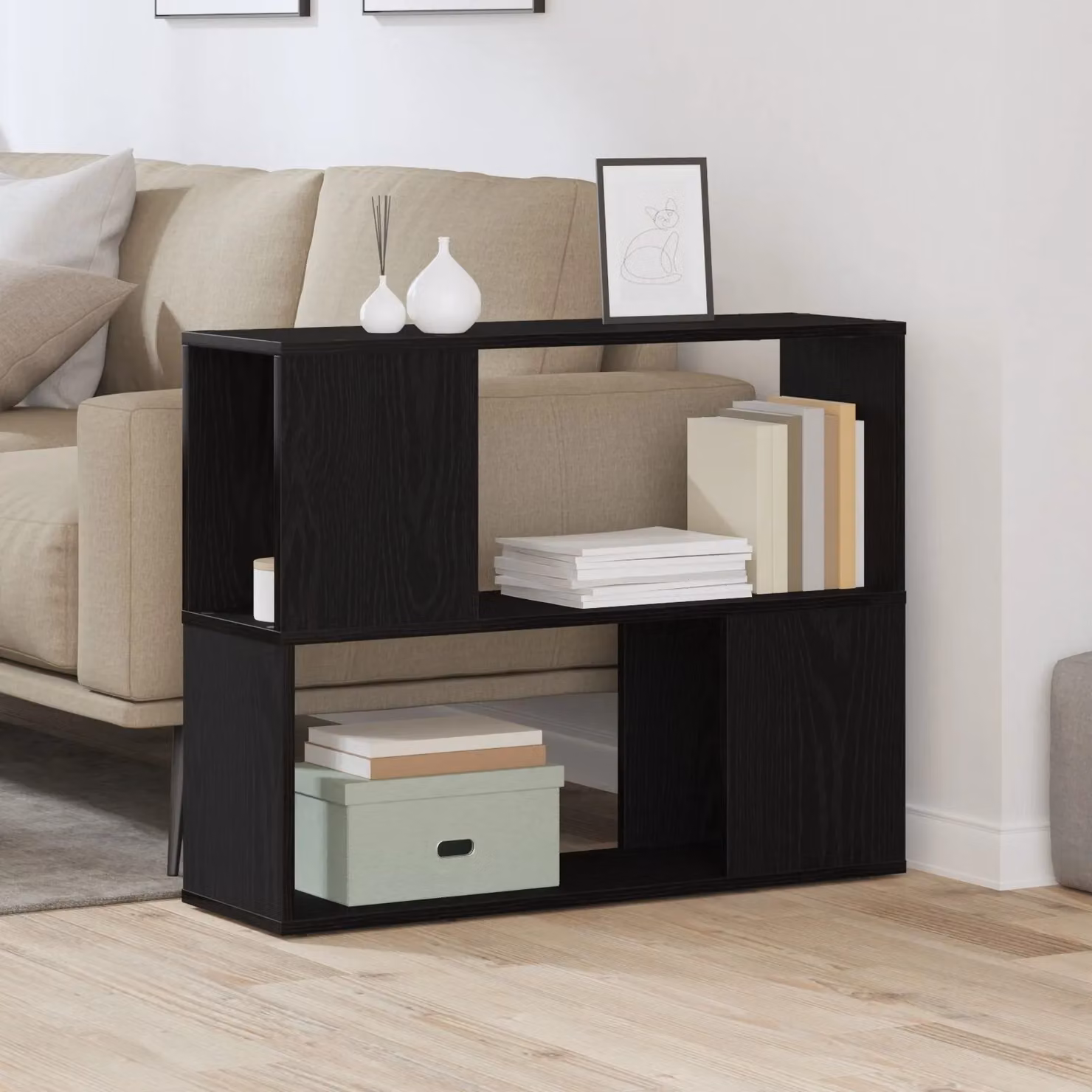 Berkfield Home Modern White and Black TV Stand Made of Engineered Wood W/D/H: 80 x 24 x 63 cm – 4
