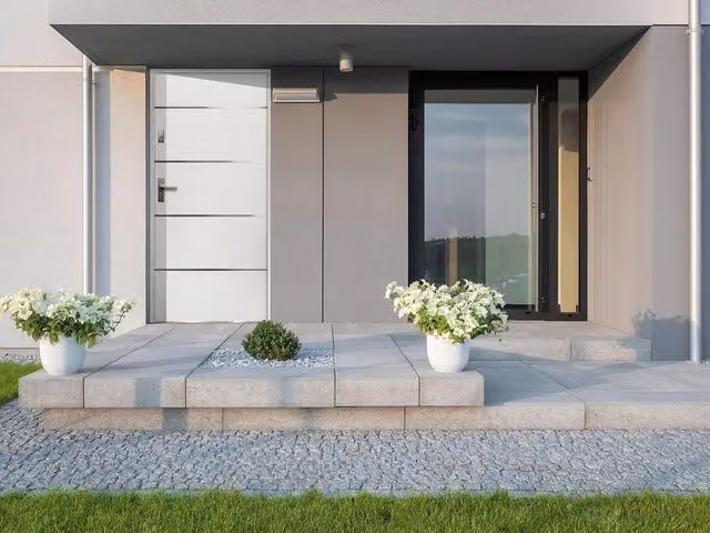 Vente-unique Modern Steel and Stainless Steel Front Door, White, H 207 x W 100 cm