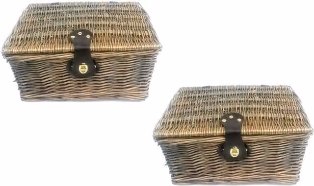 Topfurnishing Picnic Hamper Lidded Basket with Latch, Brown, Width: 39 cm