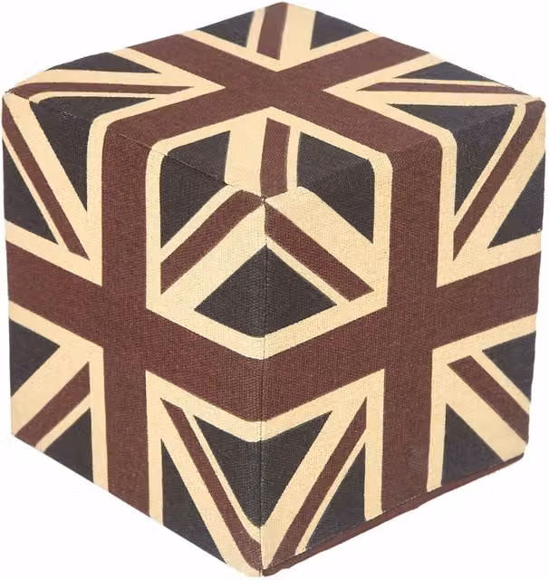 Homescapes Vintage Union Jack Cotton Cube Pouffe in Blue, Red and White