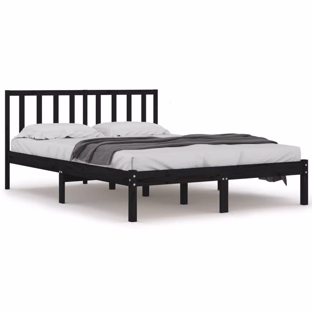 Berkfield Home Beautiful Bed Frame in Black Solid Pine, W/D/H: 200 x 100 x 206 cm – 3