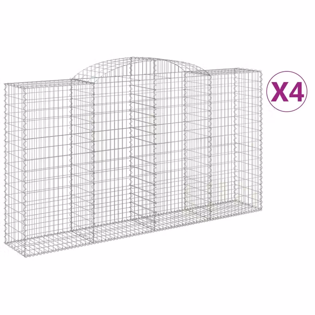 Berkfield Home Arched Gabion Baskets, 4 Piece Set, Silver Galvanised Steel, W: 300 cm, D: 50 cm, H: 160-180 cm – 2