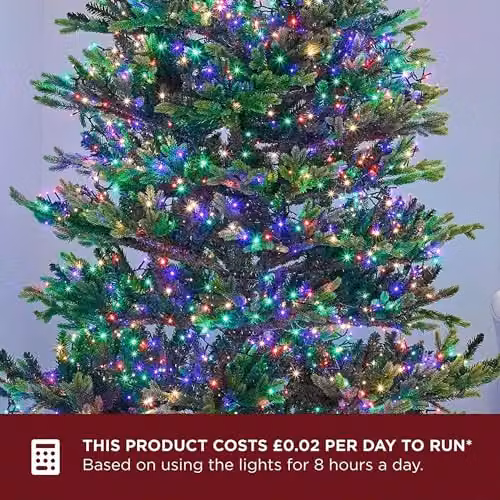 Shatchi 750 LED Multicolour Compact Cluster Fairy Lights with Timer and Green Cable – 5