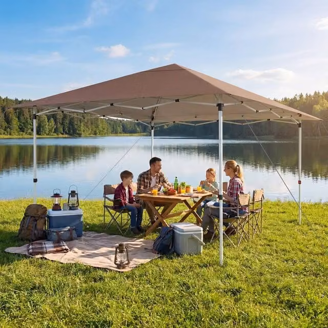Gymax 3.5m Commercial Pop Up Canopy Instant UPF50+ Tent in Brown – 1