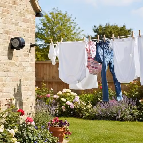 Harbour Housewares Retractable Dual Cord Washing Line in Black, 2 x 15m UV-Resistant PVC Clothesline – 7