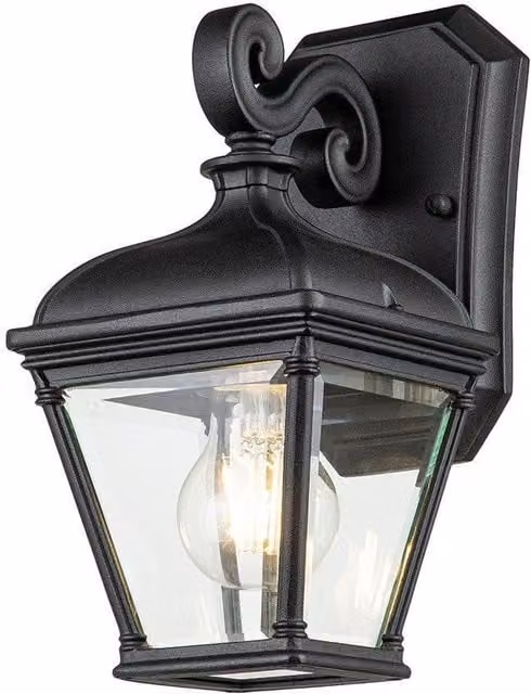 Netlighting Bayview Black Outdoor Wall Lantern with Transparent Glass and Aluminium Body, IP44 – 1