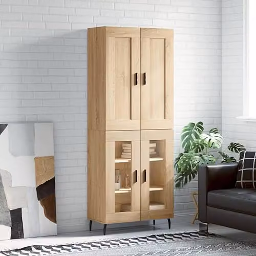 vidaXL Highboard in Sonoma Oak, Brown, W/D/H: 69.5 x 34 x 180 cm – 2
