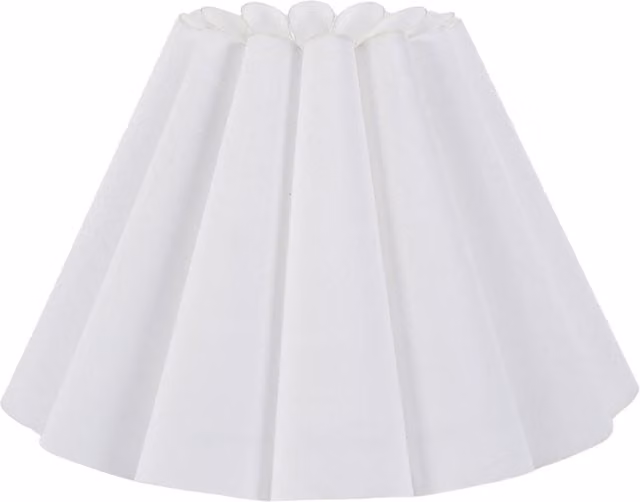 Lauren White Fabric Pleated Scallop Edge Tapered Lamp Shade