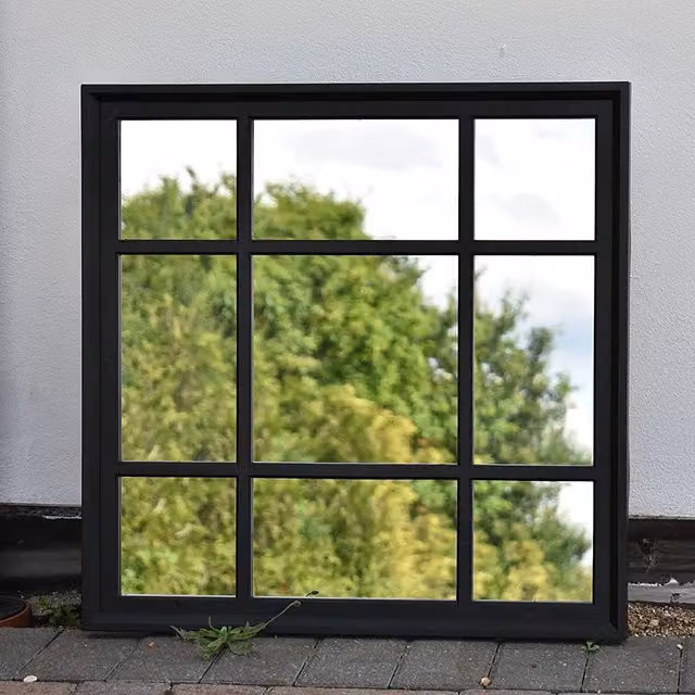 DEENZ Square Black Window Style Box Wall Mirror