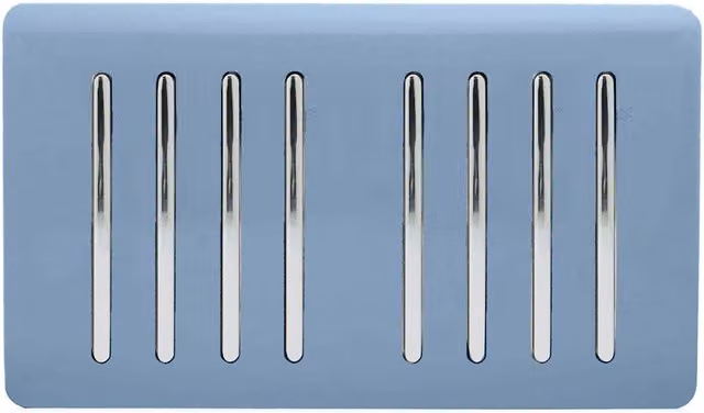 Trendi 8 Gang 2 Way Rocker Double Plate Tactile Light Switch in Blue