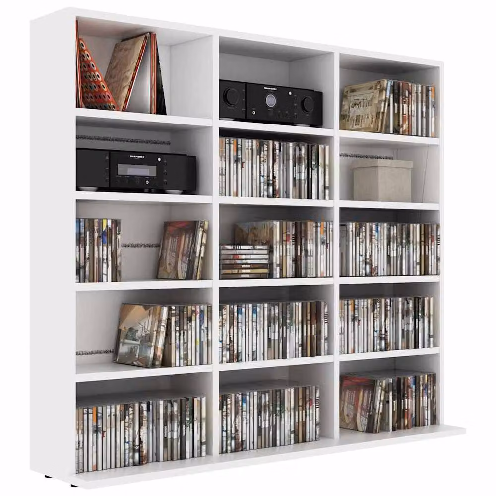 Berkfield Home White CD Cabinet in MDF, W/D/H: 102 x 23 x 89.5 cm – 2