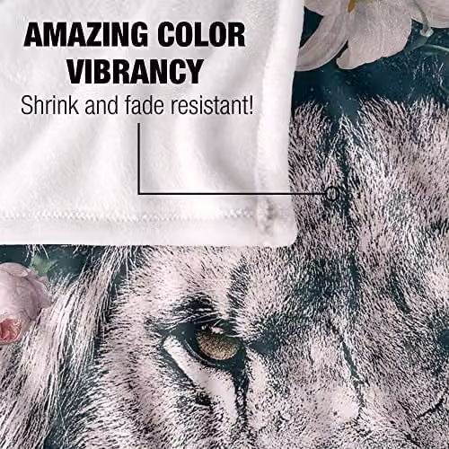 Reinders Floral White Lion Super Soft Fleece Throw Blanket, Multicolour, W/D/H: 152 x 127 cm – 3