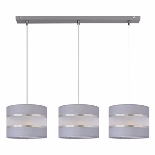 Netlighting Helam Helen Straight Bar Pendant Ceiling Light in Grey and Silver, 65 cm
