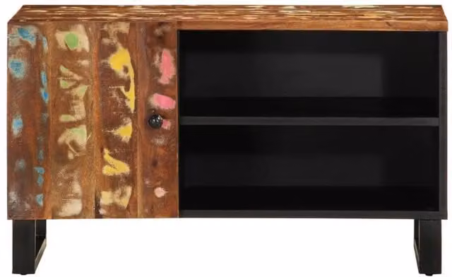 Berkfield Home Industrial TV Cabinet in Brown, Made from Reclaimed and Engineered Wood, W/D/H: 80 x 33 x 46 cm – 1