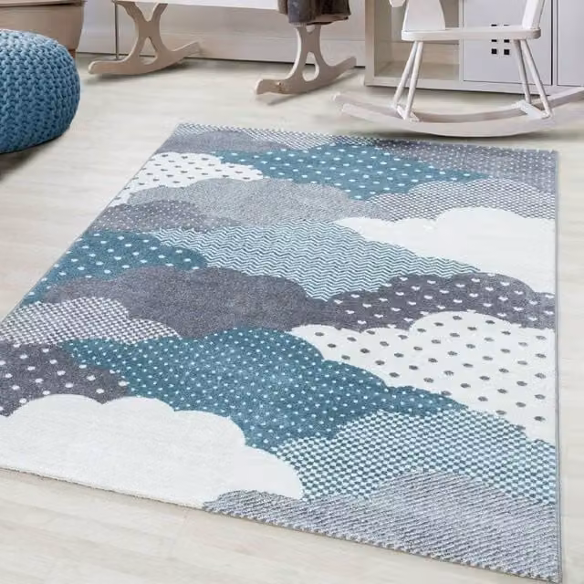Bravich LTD Kids Clouds Rug, Bambi Design in Blue, W: 160 cm, L: 230 cm
