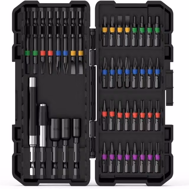 NANWEI 45-Piece Impact Tough Stainless Steel Screwdriver Bit Set, Black