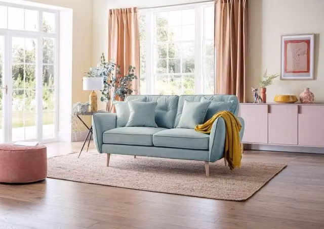 The Great Sofa Company Ailis Medium Upholstered Sofa in Faro Aqua