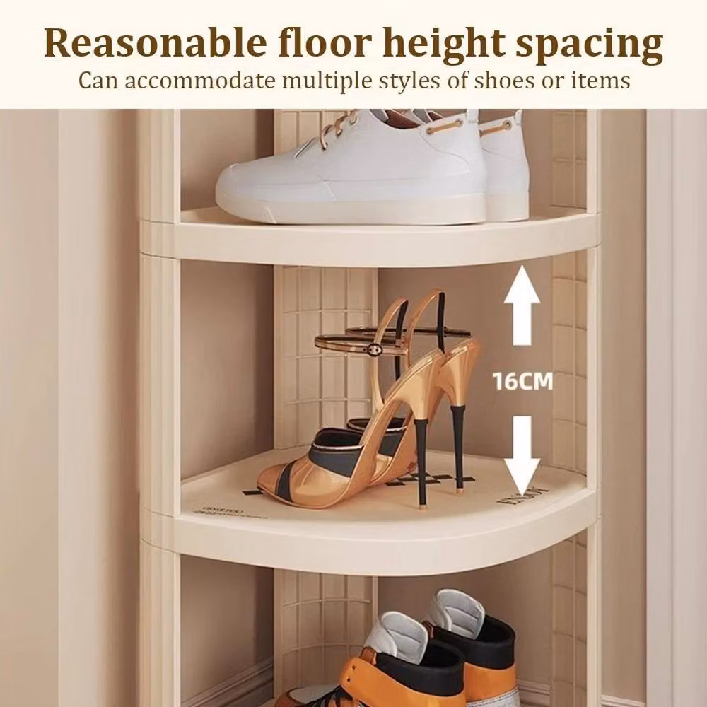 NESTLUNE 5 Tier Tall Shoe Rack Storage Shelf Unit in Sand and White, W: 100 cm, D: 60 cm, H: 60 cm – 2