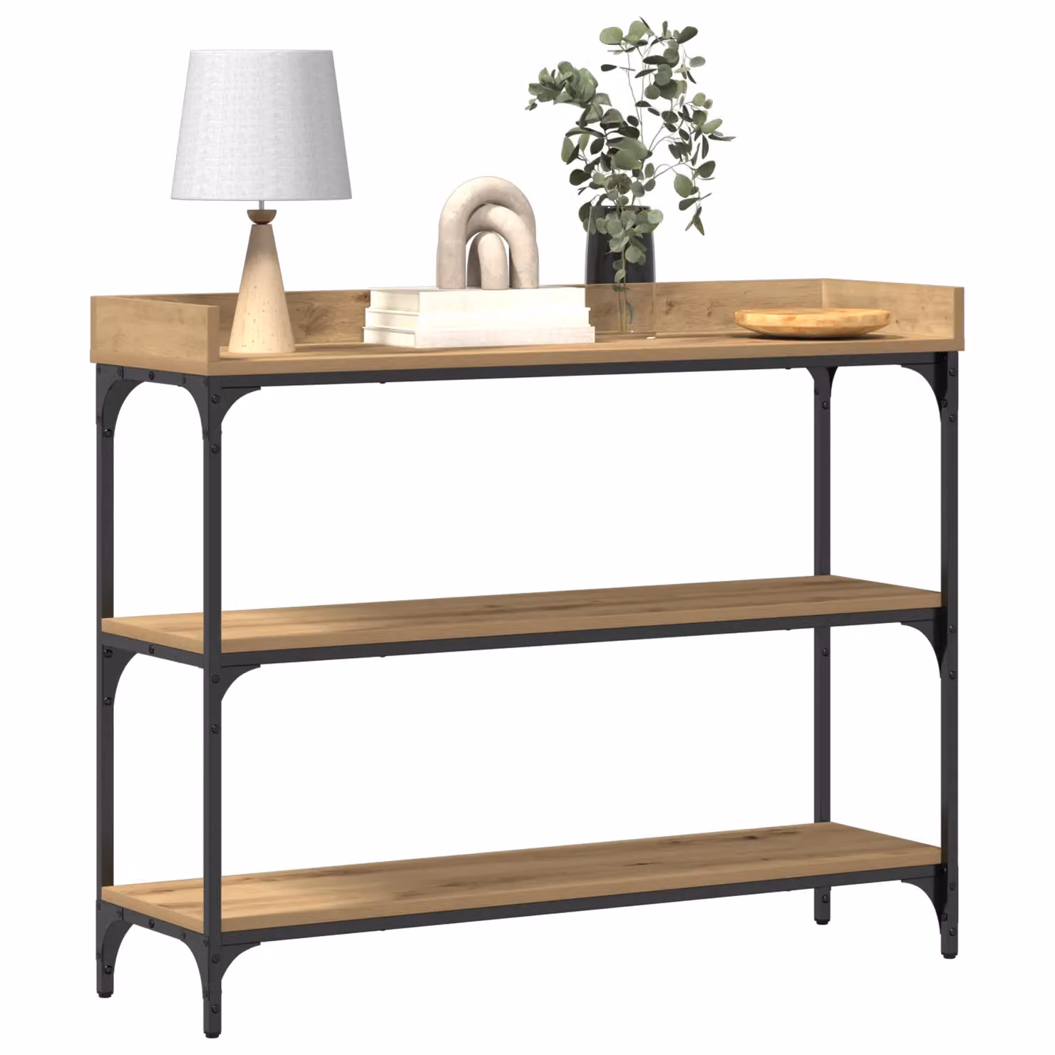 Berkfield Home Artisan Oak Console Table in Brown, W/D/H: 100 x 30 x 80 cm – 3