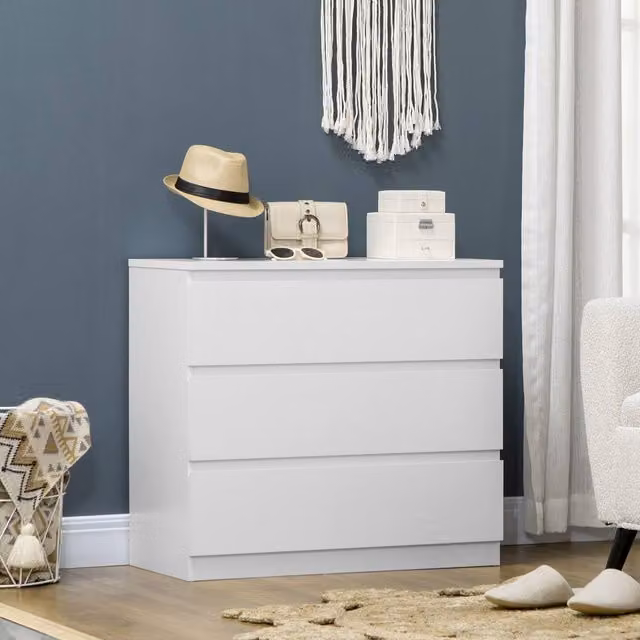 ERGOVEXA White Glossy Chest of Three Drawers