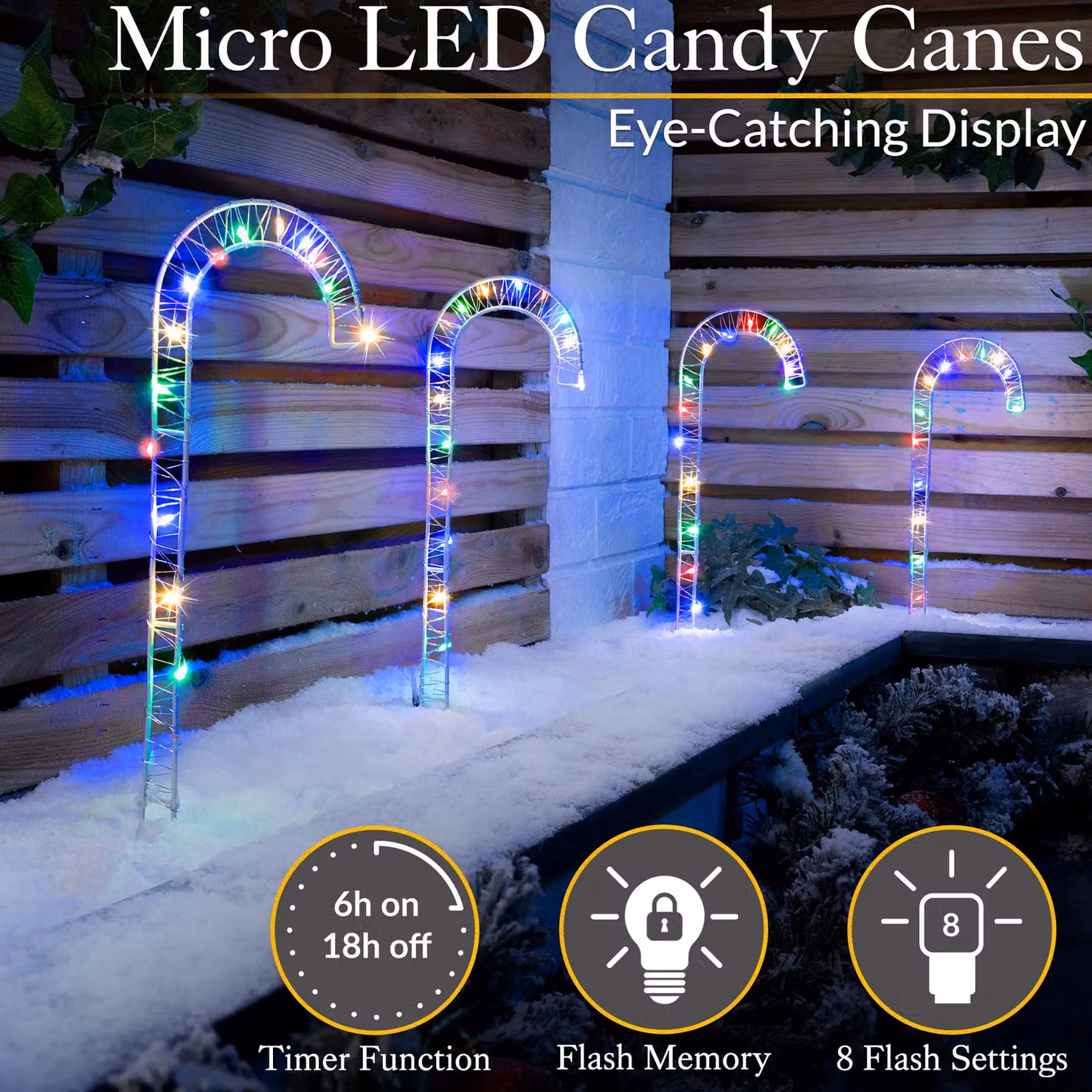 Christow Multi Coloured Candy Cane Micro LED Christmas Battery Operated Path Decorations, Height: 30 cm, Set of 4 – 2