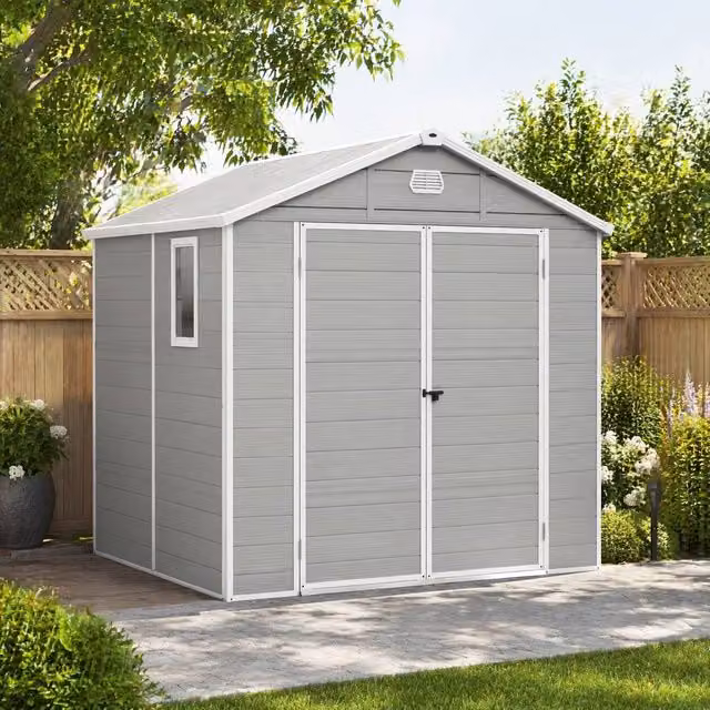 STILVORA Galvanised Steel Garden Storage Shed in Grey, W: 228 cm, D: 190 cm, H: 190 cm – 1